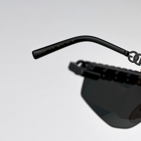 D&G DG2301 01/87 Essentials Sunglasses Black Dark Grey Rimless Rectangle Women
